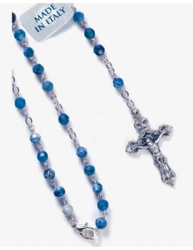 Variegate Sky Blue Agate Rosary Necklace  | Vatican Gift