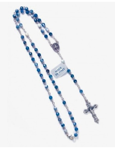 Variegate Sky Blue Agate Rosary Necklace  | Vatican Gift