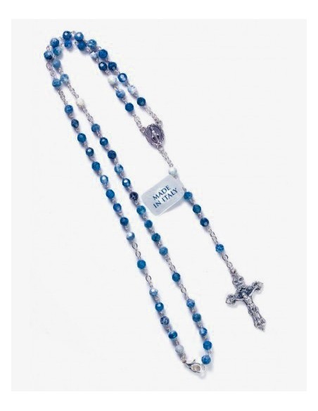 Variegate Sky Blue Agate Rosary Necklace  | Vatican Gift