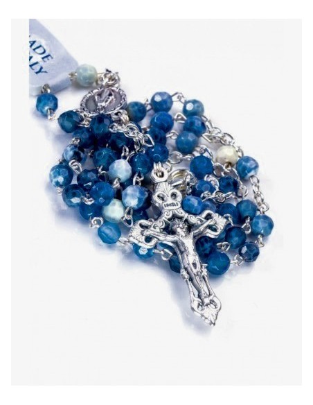 Variegate Sky Blue Agate Rosary Necklace  | Vatican Gift