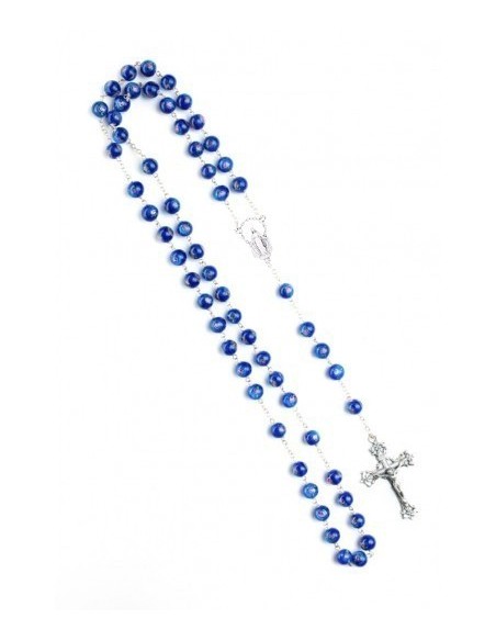 Deep Blue Murano Glass Rosary - Baroque Crucifix  | Vatican Gift