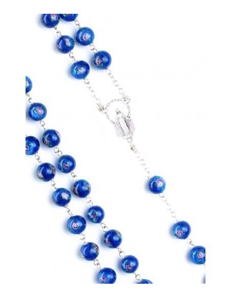 Deep Blue Murano Glass Rosary - Baroque Crucifix  | Vatican Gift