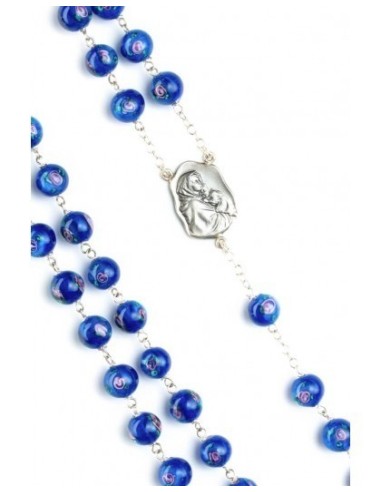 Deep Blue Murano Glass Rosary Big- Baroque Crucifix  | Vatican Gift