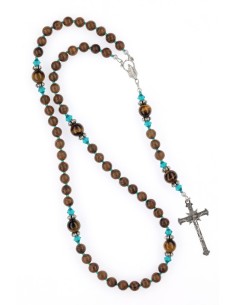Mahogany wood and Turquoise Crystal Rosary Mahogany wood and Turquoise Crystal Rosary