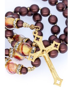 Umber Brown and Gold Crystal Rosary Umber Brown and Gold Crystal Rosary