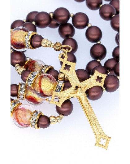 Umber Brown and Gold Crystal Rosary