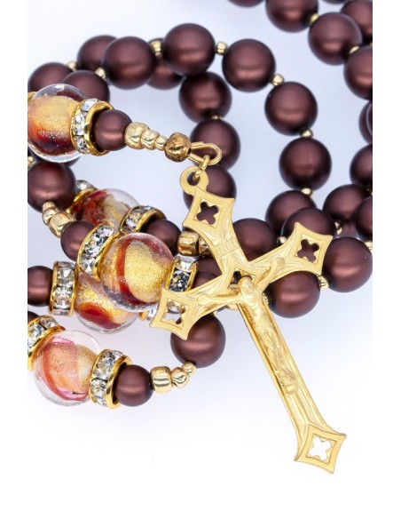 Umber Brown and Gold Crystal Rosary Umber Brown and Gold Crystal Rosary