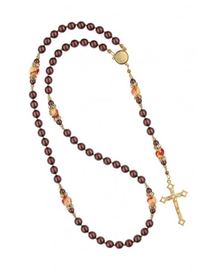 Umber Brown and Gold Crystal Rosary
