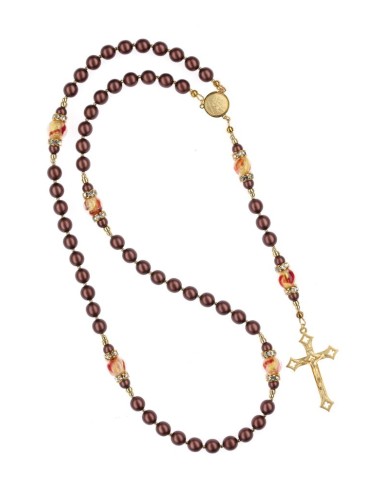 Umber Brown and Gold Crystal Rosary