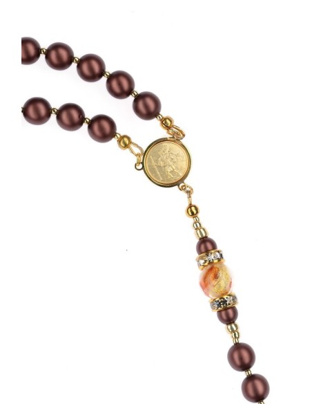 Umber Brown and Gold Crystal Rosary Umber Brown and Gold Crystal Rosary