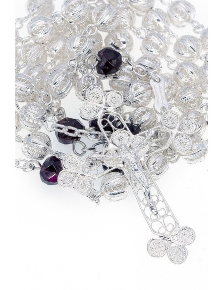 Sterling Silver Rosary Ring with Flat Cross And Beads | MONDO CATTOLICO