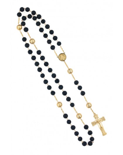 Volcanic Lava Black and Gold Rosary