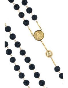 Volcanic Lava Black and Gold Rosary