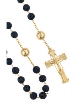 Volcanic Lava Black and Gold Rosary