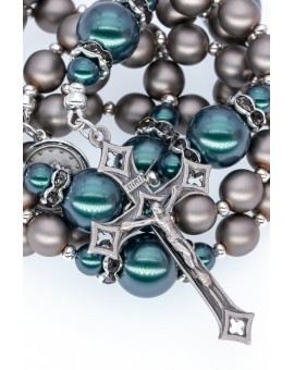 Ash Gray and Metal Green Crystal Rosary