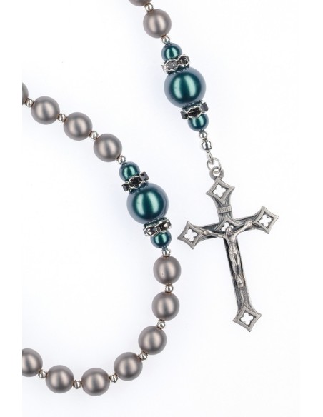 Ash Gray and Metal Green Crystal Rosary Ash Gray and Metal Green Crystal Rosary