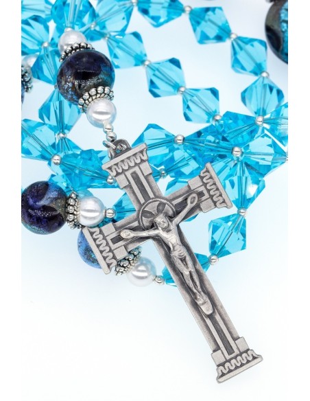 Deep Sky Blue Crystal Rosary Deep Sky Blue Crystal Rosary