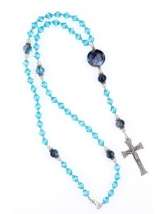 Deep Sky Blue Crystal Rosary 2