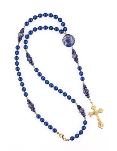 Majestic Blue and Gold Rosary