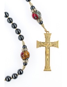 Steel Gray Hematite and Ruby Red Rosary