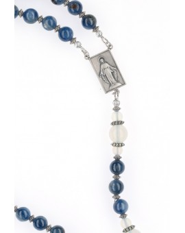 Dark Blue Kyanite and white Opal Rosary