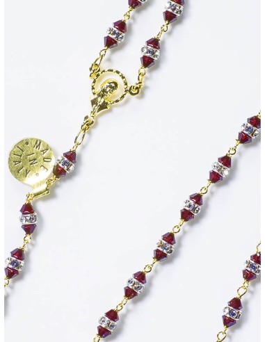 Rosary with Red Crystal Beads - 55cm