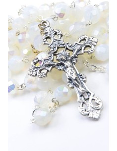Faceted White Glass Rosary 8mm Faceted White Glass Rosary 8mm