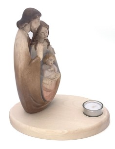 Hadcarved wooden Nativity with candle Hadcarved wooden Nativity with candle