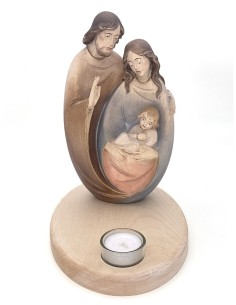 Hadcarved wooden Nativity with candle Hadcarved wooden Nativity with candle