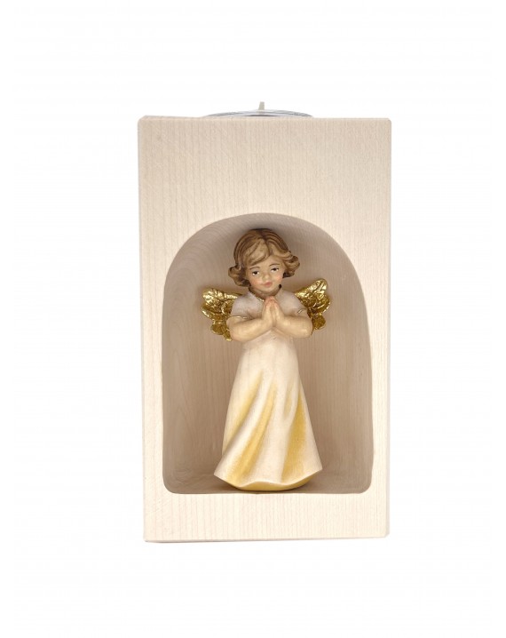Praying Angel - Wooden statue candle holder