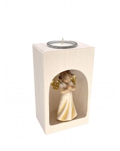 Praying Angel - Wooden statue candle holder