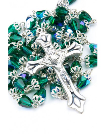 Green crystal drop Rosary