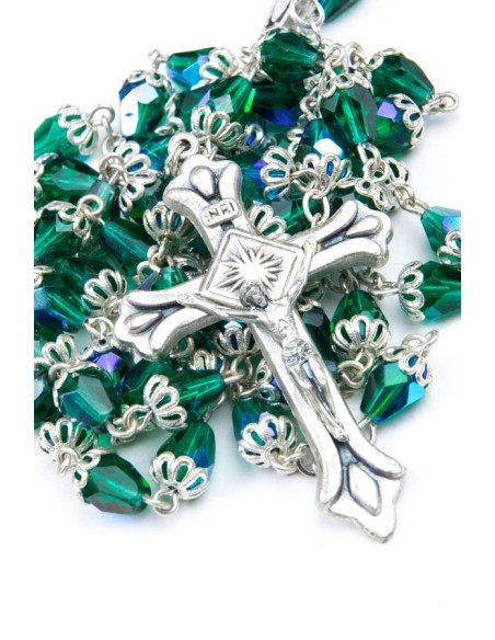 Green crystal drop Rosary