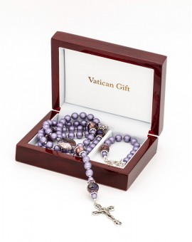 Rosary and Rosary Bracelet set - Purple