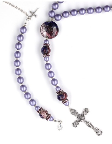 Rosary and Rosary Bracelet Set - Purple