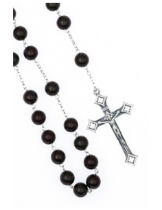 Hot Topic Red & Black Bead Cross Rosary Necklace