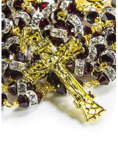 Rosary with Red Crystal Beads - 55cm