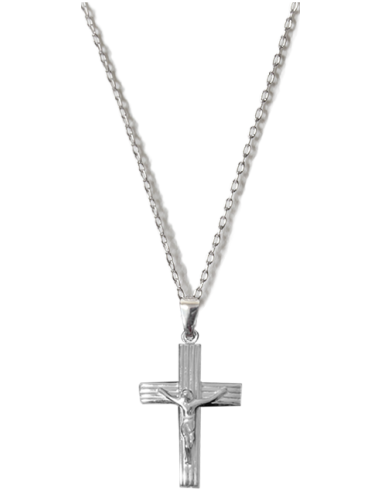 Sterling Silver Stripes Crucifix with chain  | Vatican Gift