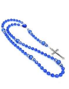 Sapphire  Crystals and Murano Glass Beads Rosary  | Vatican Gift 2