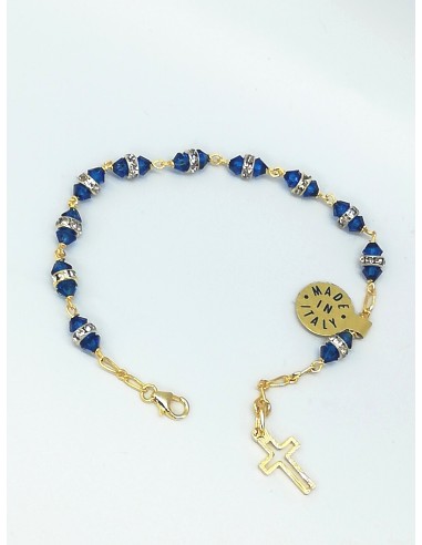 Deep Blue strass gold bracelet  | Vatican Gift