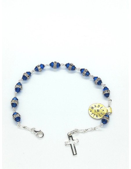 Deep green strass Silver Rosary Bracelet  | Vatican Gift Deep green strass Silver Rosary Bracelet  | Vatican Gift