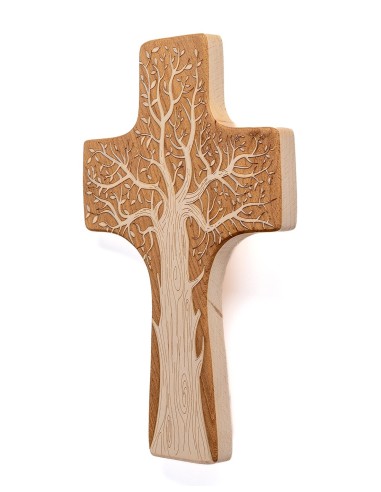 Tree of Life Cross carved in wood  | Vatican Gift