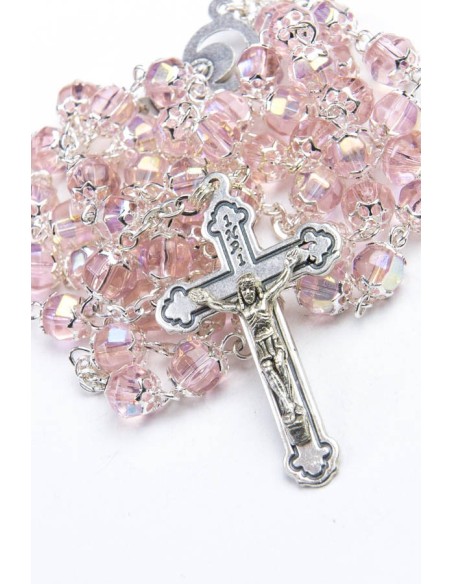 Pink Glass Metal Rosary Pink Glass Metal Rosary