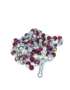 Red Crystal Metal Rosary  | Vatican Gift