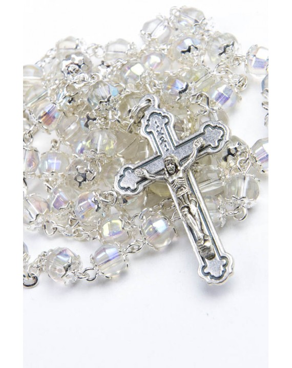 Clear Crystal metal Rosary