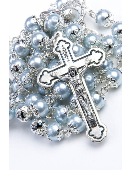 Glass Pearl Azure Gray Rosary