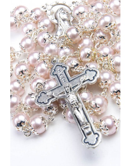 Glass Pearl pink Rosary