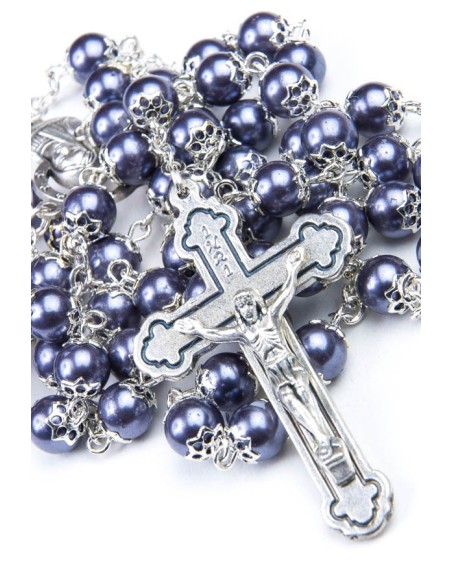 Glass Pearl Dark Gray Rosary Glass Pearl Dark Gray Rosary