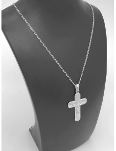 Sterling Silver Stripes Crucifix with chain  | Vatican Gift
