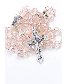 Pink Glass Faceted Glass Rosary 3mm beads